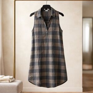 Faded Glory Black and Tan Plaid Midi Dress